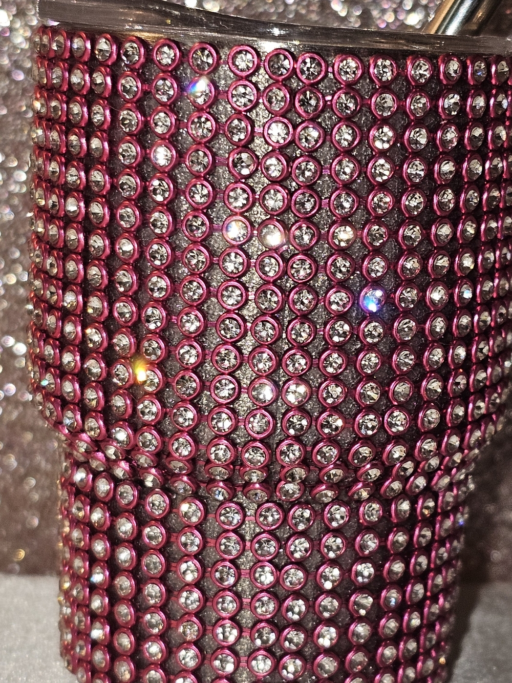 Rhinestone Bling Tumbler Duo with Metal Straws - Pink & Silver-Set Of 2 - Picture 2 of 4